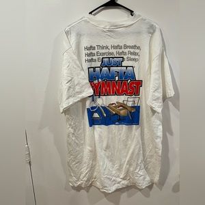 Vintage Coed Sportswear T Shirt Size XL White  "Just Hafta Be A Gymnast" EUC